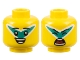 Lot ID: 368565127  Part No: 3626cpb3194  Name: Minifigure, Head Dual Sided Black Eyebrows, Dark Turquoise and White 'V' Facepaint, Open Smile / Singing with Closed Eyes Pattern - Hollow Stud