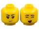 Lot ID: 397661828  Part No: 3626cpb3204  Name: Minifigure, Head Dual Sided Female Black Eyebrows, Bright Pink Lips, Small Grin / Closed Eyes and Open Mouth with Red Tongue Pattern - Hollow Stud