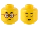 Part No: 3626cpb3211  Name: Minifigure, Head Dual Sided Small Black Eyebrows, Dark Red Glasses, Sad / Eyes Closed Pattern - Hollow Stud