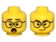Lot ID: 401616979  Part No: 3626cpb3215  Name: Minifigure, Head Dual Sided Black Eyebrows, Glasses, and Open Mouth Shocked / Smirk Pattern - Hollow Stud