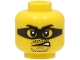 Part No: 3626cpb3227  Name: Minifigure, Head Black Eyebrows and Mask, Chin Dimple, Stubble, Grimace Pattern - Hollow Stud