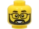 Lot ID: 380012423  Part No: 3626cpb3228  Name: Minifigure, Head Black Eyebrows, Glasses and Full Beard, Open Mouth Smile Pattern - Hollow Stud