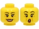 Lot ID: 363110574  Part No: 3626cpb3229  Name: Minifigure, Head Dual Sided Female Black Eyebrows, Dark Red Lips, Nougat Wrinkles, Open Mouth Smile / Surprised Pattern - Hollow Stud