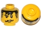Part No: 3626cpb3320  Name: Minifigure, Head Moustache Black Bangs, Striped Sideburns, Eyes with White Glints Pattern - Hollow Stud