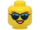 Lot ID: 415962230  Part No: 3626cpb3326  Name: Minifigure, Head Female Dark Orange Eyebrows and Lips, Sunglasses with Dark Blue Skyline Reflections, Open Mouth Smile with Teeth Pattern - Hollow Stud (BAM)