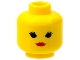 Part No: 3626p02  Name: Minifigure, Head Female with Black Eyes with Thin Eyelashes, Red Lips, Closed Mouth (Standard Woman) Pattern