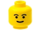 Part No: 3626p05  Name: Minifigure, Head Standard Grin, Black Eyebrows, Thick Mouth Pattern