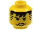Part No: 3626pa3  Name: Minifigure, Head Black Thin Eyebrows, Curled Moustache, Hair with Bangs and Striped Sideburns, Small Lopsided Grin Pattern