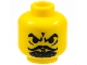 Part No: 3626pa4  Name: Minifigure, Head Black Eyebrows, Curly Moustache, Goatee, Furrowed Brow, Angry Pattern