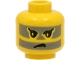 Part No: 3626pac  Name: Minifigure, Head Black Eyebrows, Dark Gray Face Paint Stripes, Angry Frown Pattern