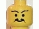 Part No: 3626pb0020  Name: Minifigure, Head Moustache Curly and Split, Long Wavy Eyebrows Pattern