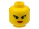 Part No: 3626pb0021  Name: Minifigure, Head Female Black Pointed Eyelashes, Red Lips Pattern