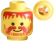 Part No: 3626pb0025  Name: Minifigure, Head Standard Grin with Dark Red Messy Hair, Moustache, and Vertical Lines Beard Pattern