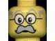 Part No: 3626pb0030  Name: Minifigure, Head Moustache Large Gray, Gray Eyebrows, and Large Glasses Pattern