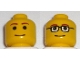 Part No: 3626pb0044  Name: Minifigure, Head Dual Sided Brown Eyebrows, No Glasses / Glasses Pattern