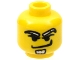 Part No: 3626pb0046  Name: Minifigure, Head White Long Eyebrows and Soul Patch, Upper Eyelids, Smirk Pattern