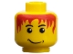 Part No: 3626pb0050  Name: Minifigure, Head Black Eyebrows, Messy Red Hair, Lopsided Grin with Dimples Pattern