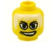 Part No: 3626pb0055  Name: Minifigure, Head Black Eyebrows, Large Eyes, Messy White Hair, Wide Lopsided Open Mouth Smile with Top Teeth and Gap Pattern