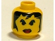 Part No: 3626pb0109  Name: Minifigure, Head Female with Red Lips Large, Green Eyebrows, and Long Hair Pattern