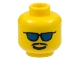 Part No: 3626pb0110  Name: Minifigure, Head Glasses with Blue Sunglasses and Moustache Pattern