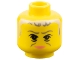 Part No: 3626pb0168  Name: Minifigure, Head Female Dark Gray Eyebrows and Cheek Lines, Black Eyelids, Light Gray Hair, Peach Lips, Neutral Pattern