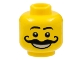 Part No: 3626pb0174  Name: Minifigure, Head Moustache Curly Long Thick, White Grin, Raised Eyebrows Pattern