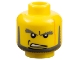 Part No: 3626pb0185  Name: Minifigure, Head Male Dark Bluish Gray Bushy Eyebrows and Beard, Dimple, Long Scar Line, Open Mouth Scowl with Teeth Pattern