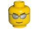 Part No: 3626pb0193  Name: Minifigure, Head Glasses with Black Straight Eyebrows, Dark Bluish Gray Sunglasses with Silver Lenses, Grin Pattern