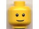 Part No: 3626pb0195 Name: Minifigure, Head Male Thin Grin, Black Eyes with White Pupils, No Eyebrows Pattern Part No: 3626pb0195 Name: Minifigure, Head Male Thin Grin, Black Eyes with White Pupils, No Eyebrows Pattern