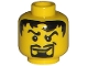 Part No: 3626pb0216  Name: Minifigure, Head Black Wavy Eyebrows, Messy Hair, Thin Moustache, Goatee, Lopsided Grin with Dimple Pattern