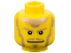 Part No: 3626pb0218  Name: Minifigure, Head Dark Tan Eyebrows, Moustache, Soul Patch, Sideburns, and Hair, Wide Grin Pattern