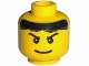 Part No: 3626pb0221  Name: Minifigure, Head Male Pupils, Black Hair, Eyebrows and Wide Smile Pattern (Jayko)