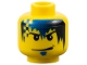 Part No: 3626pb0232  Name: Minifigure, Head Black and Blue Hair, Checkered, Soul Patch Pattern (Zed)