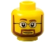 Part No: 3626pb0267  Name: Minifigure, Head Reddish Brown Eyebrows, Moustache, and Angular Beard, Upper Eyelids, Black Glasses with White Lenses, Neutral Pattern