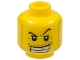 Part No: 3626pb0302  Name: Minifigure, Head Male Arched Eyebrow, White Teeth with Gold Tooth, Coarse Stubble Pattern