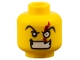 Part No: 3626pb0305  Name: Minifigure, Head Male Angry Eyebrows and White Left Eye with Red Scar, Evil Grin with Teeth Pattern
