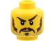 Part No: 3626pb0319  Name: Minifigure, Head Dark Brown Eyebrows, Moustache, Soul Patch, Sideburns and Beard Stubble, Evil Grin Pattern