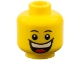 Part No: 3626pb0320 Name: Minifigure, Head Male Black Thin Eyebrows, White Pupils, Huge Smile with Teeth and Tongue Pattern Part No: 3626pb0320 Name: Minifigure, Head Male Black Thin Eyebrows, White Pupils, Huge Smile with Teeth and Tongue Pattern