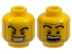 Part No: 3626pb0356  Name: Minifigure, Head Dual Sided Power Miner Thick Eyebrows and Stubble, Evil Grin / Surprised Pattern