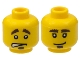 Part No: 3626pb0363  Name: Minifigure, Head Dual Sided Dark Brown Bushy Eyebrows and Soul Patch, Worried Open Mouth with Teeth / Upper Eyelids and Lopsided Grin Pattern