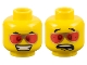 Part No: 3626pb0364  Name: Minifigure, Head Dual Sided Gold Glasses with Red Lenses, Grin / Scared Pattern