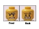 Part No: 3626pb0372  Name: Minifigure, Head Dual Sided Power Miner Beard Stubble, Gray Smudge, Orange Scars, Determined / Alarmed Pattern