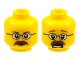 Part No: 3626pb0404  Name: Minifigure, Head Dual Sided Glasses, Brown Eyebrows and Moustache Closed Mouth / Open Mouth Scared Pattern