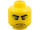 Part No: 3626pb0429  Name: Minifigure, Head Male Black Eyebrows with Crow's Feet Wrinkles and White Pupils Pattern