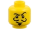 Part No: 3626pb0432  Name: Minifigure, Head Thin Crooked Eyebrows, Curly Moustache, Goatee, and White Pupils Pattern