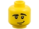 Part No: 3626pb0435  Name: Minifigure, Head Male Crooked Smile, Black Eyes with White Pupils, Black Eyebrows Pattern