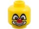 Part No: 3626pb0437  Name: Minifigure, Head Big Eyes with White Pupils, Red Nose and Large White Mouth Pattern (Clown)