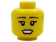 Part No: 3626pb0439  Name: Minifigure, Head Female Reddish Brown Thin Eyebrows, Black Long Eyelashes, Nougat Lips, Open Mouth Smile with Teeth Pattern