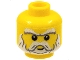 Part No: 3626pb0450  Name: Minifigure, Head White and Dark Bluish Gray Bushy Eyebrows, Full Beard, and Moustache, Small Grin Pattern