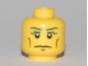 Part No: 3626pb0463  Name: Minifigure, Head Blue Eyebrows, Vertical Cheek Lines, Slight Frown, Chin Dimple and White Pupils Pattern